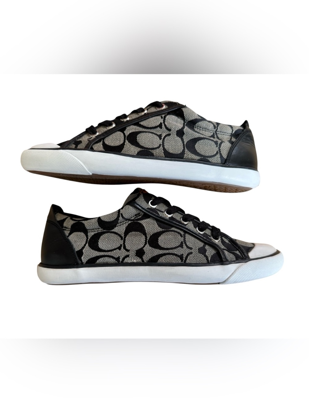 Coach Barrett Signature C Canvas Sneakers Black Gray Womens Size 8.5 - Picture 6 of 16